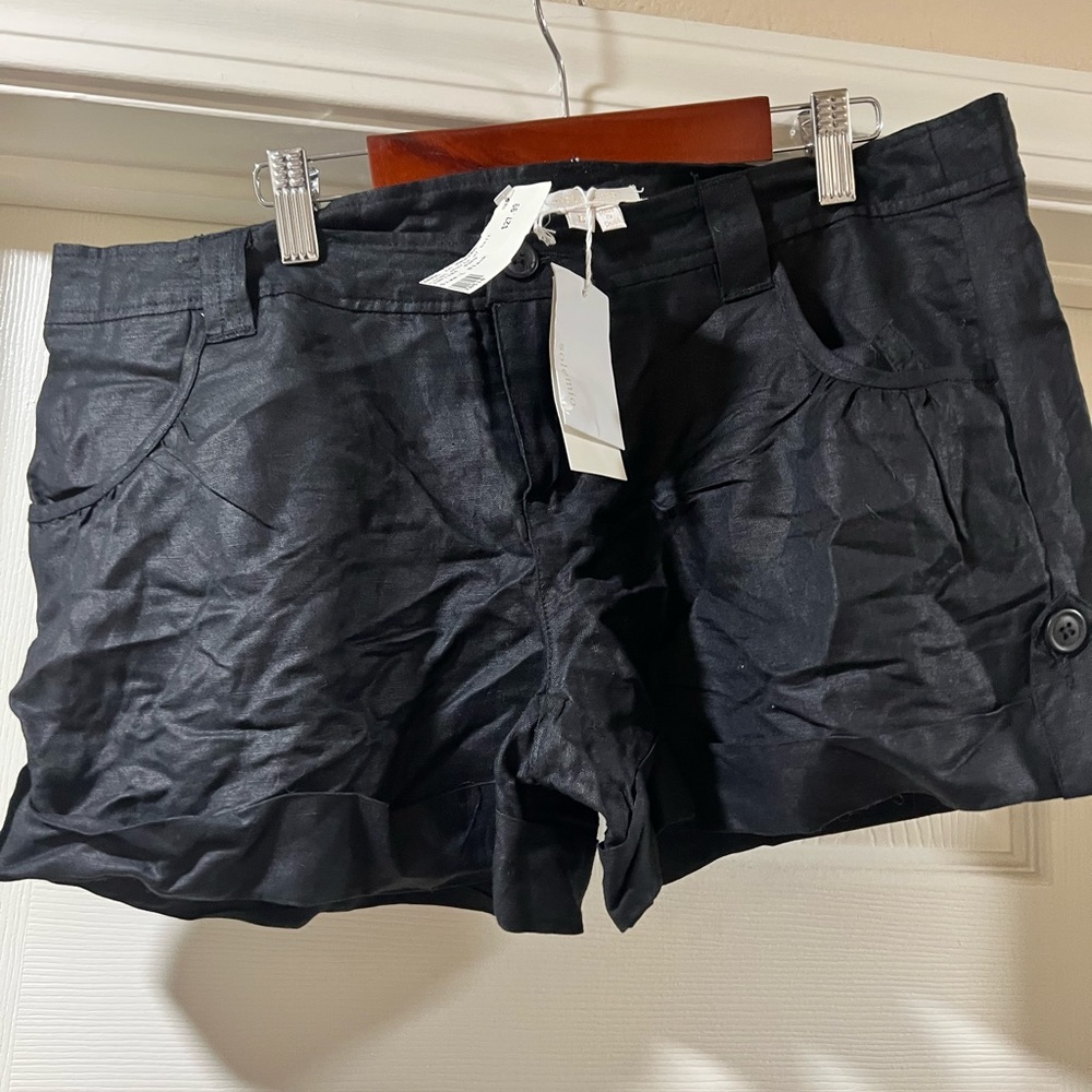 NWT Womens black linen shorts size L - Picture 2 of 4